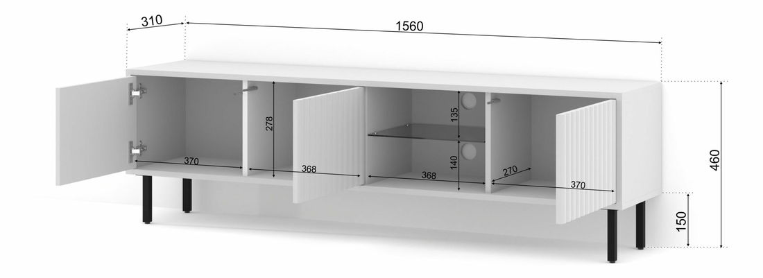 TV szekrény/asztal Mitra 156 (fehér) 