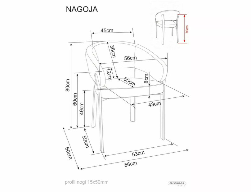 Jedálenská stolička Nagiso (čierna + sivá)