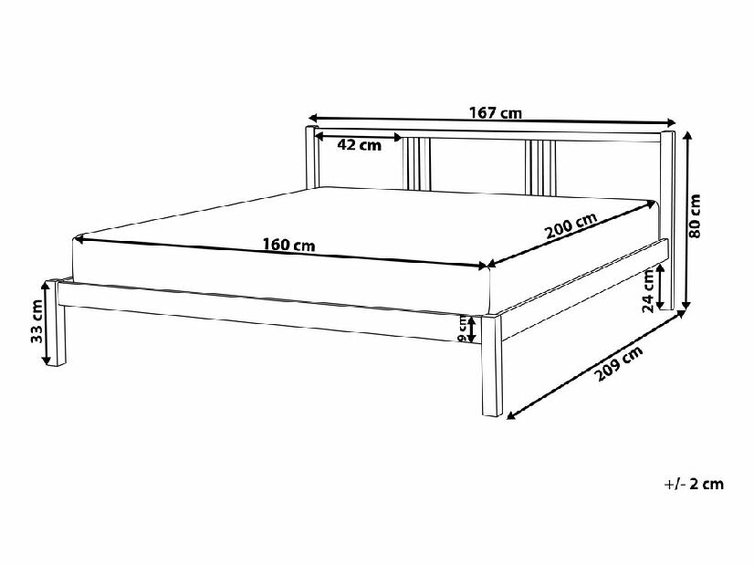 Bračni krevet 160 cm VALLES (s podnicom) (bijela)