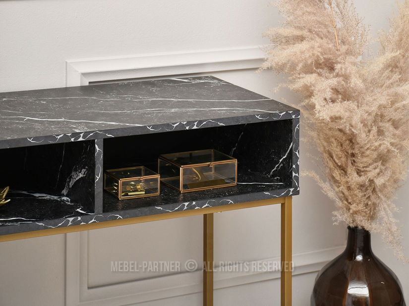 Konzolový stolík Frey (čierna + zlatá)