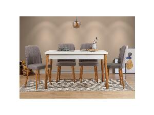 Set mobilier sufragerie Bimuvo 5 (pin atlantic + alb + gri) (pentru 4 persoane)