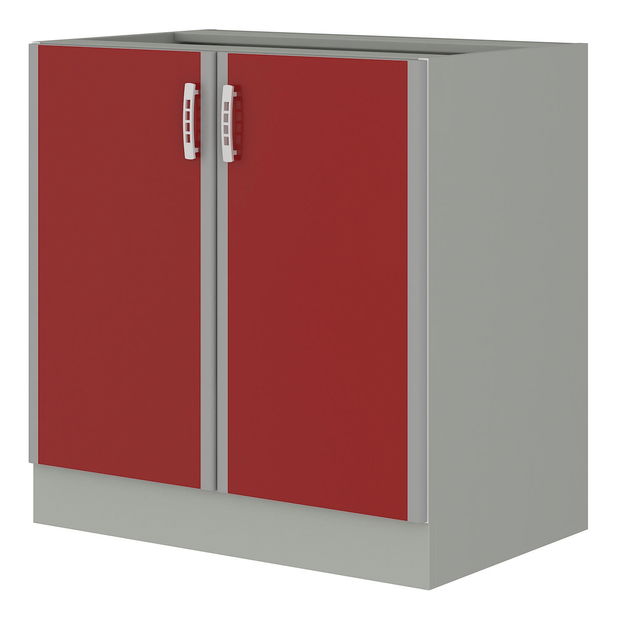 Dulap inferior de bucătărie sub chiuvetă Elissa 80 ZL 2F BB (Bordo + gri platină)