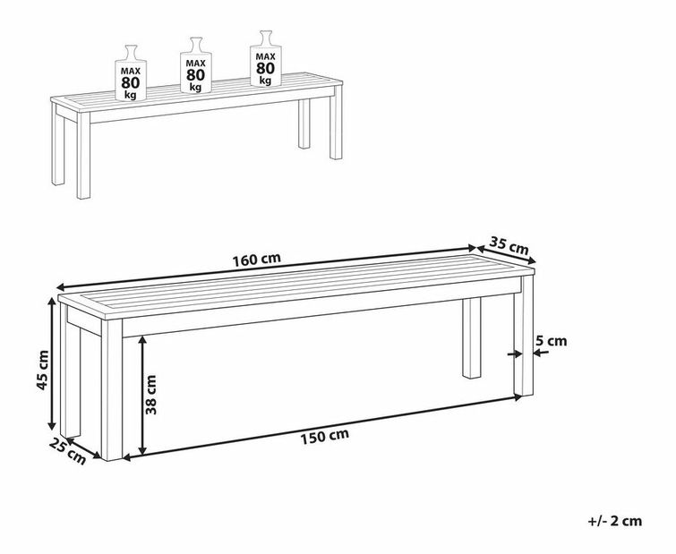 Záhradná lavica 160 cm Tara (tmavé drevo)