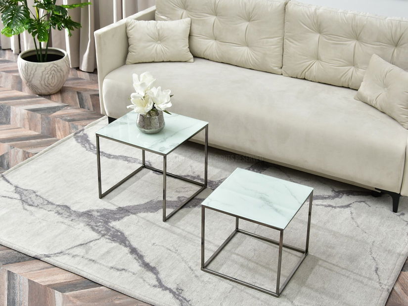 Stolić za kavu Prana Law (bijeli mramor + crna)