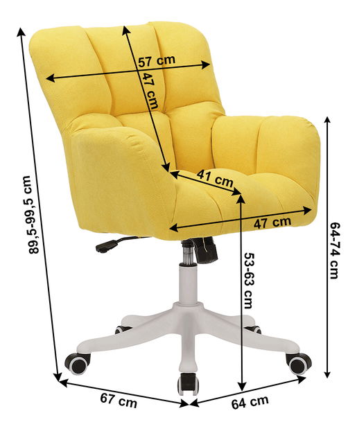Fotoliu de birou Gorman (galben)