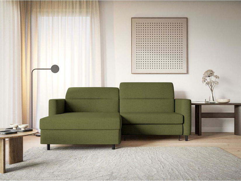 Kutna garnitura Buchu (L) (maslinasto zelena + crna)