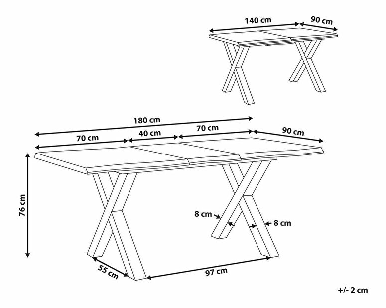 Jedálenský stôl BORSON (tmavé drevo + čierna) (pre 4 až 6 osôb)