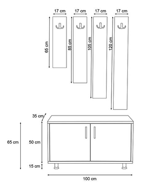 Mobilier Hol Povipe 2 (stejar + alb) 