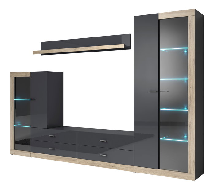 Obývacia stena Talia Typ 10 (antracit + dub san remo svetlý)