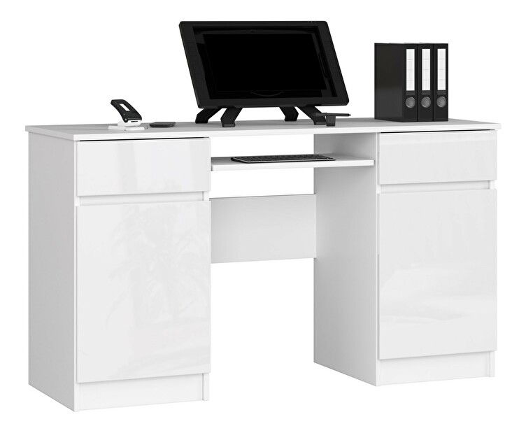 PC asztal Aranandose (fehér + fényes fehér)