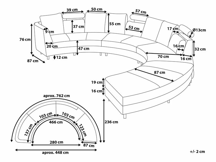 Set canapele Rutland (alb) 