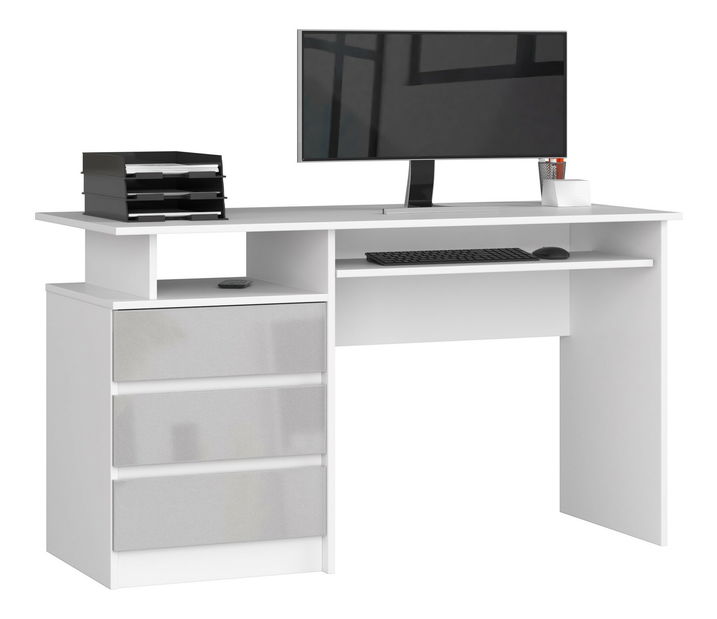 PC stolík Bronte (biela + metalický lesk)