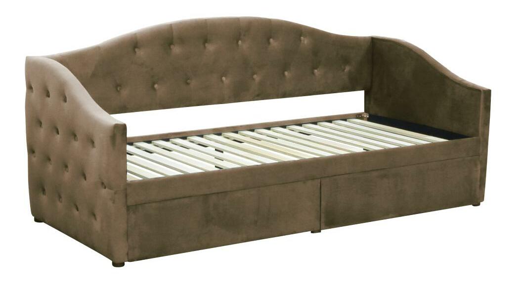 Egyszemélyes ágy (heverő) 90 cm Zonas (barna) (ágyráccsal) (tárolóhellyel)