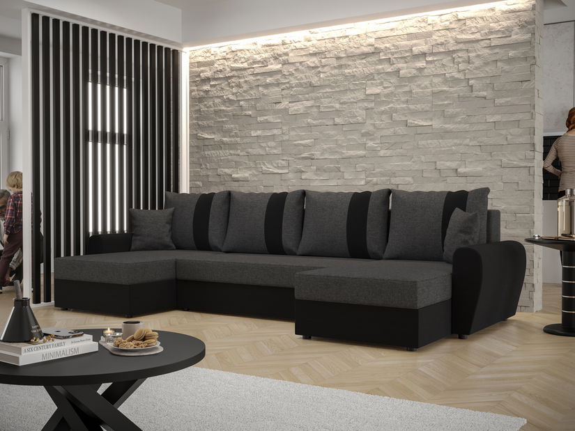 Rohová sedacia súprava U Daven U (sivá + čierna)