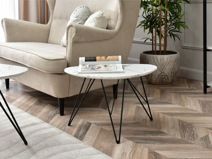 Măsuță de cafea Rave S (marmură albă + negru)