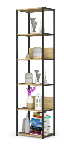 Regal Loriana II (crna + hrast artisan)