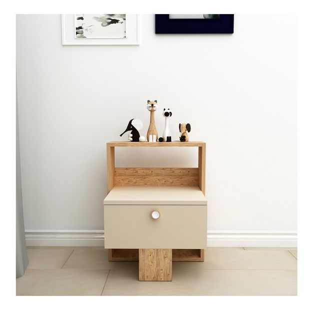 Nočný stolík Sapole (borovica atlantická + béžová)