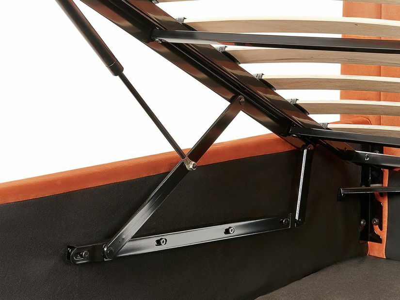 Manželská posteľ 160 cm Vakarine (oranžová) (s roštom a úložným priestorom)