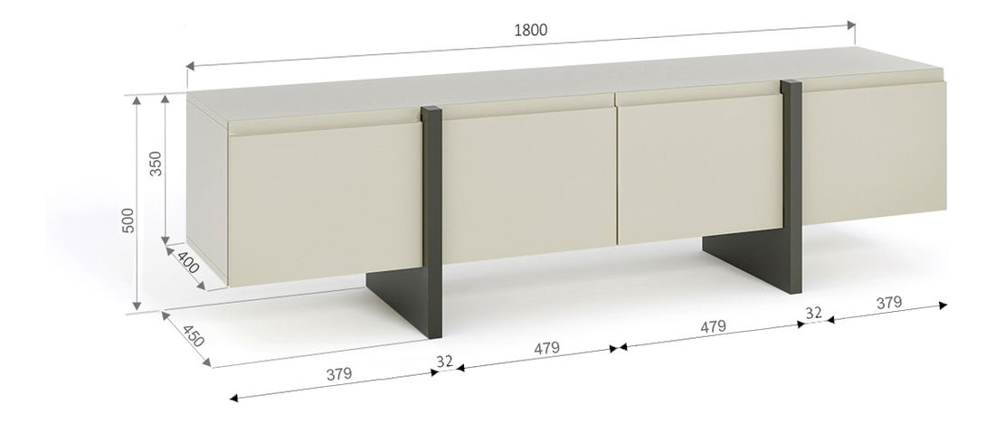 TV asztal/szekrény Quentin (kasmír + grafit)