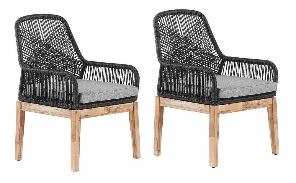 Set 2 buc. scaune de grădină Olibia (gri deschis) (cu perne)