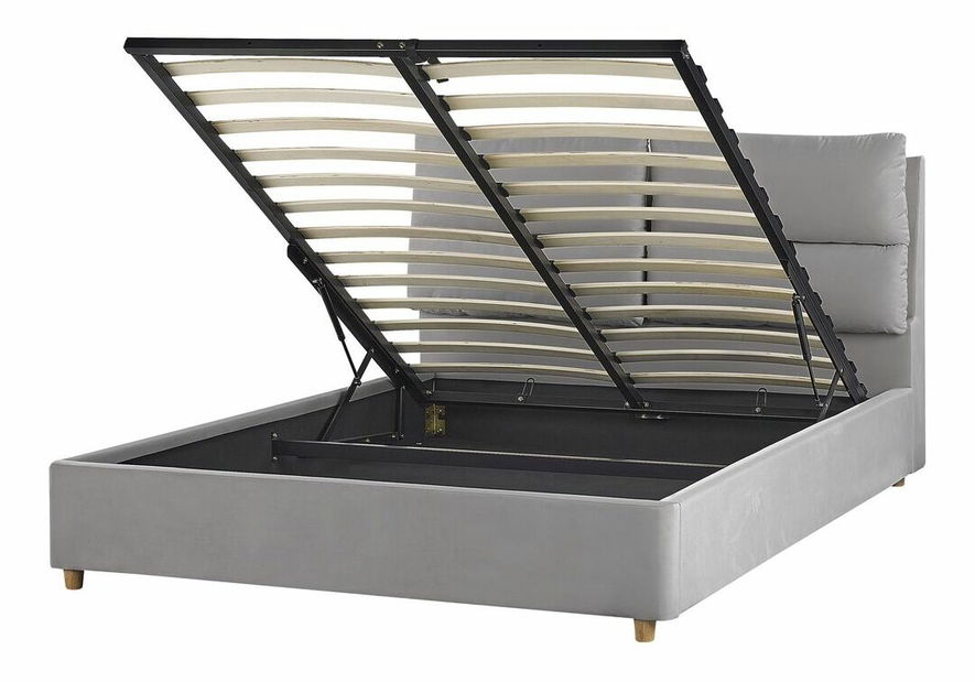 Manželská posteľ 140 cm Batil (sivá) (s roštom) (s úl. priestorom)