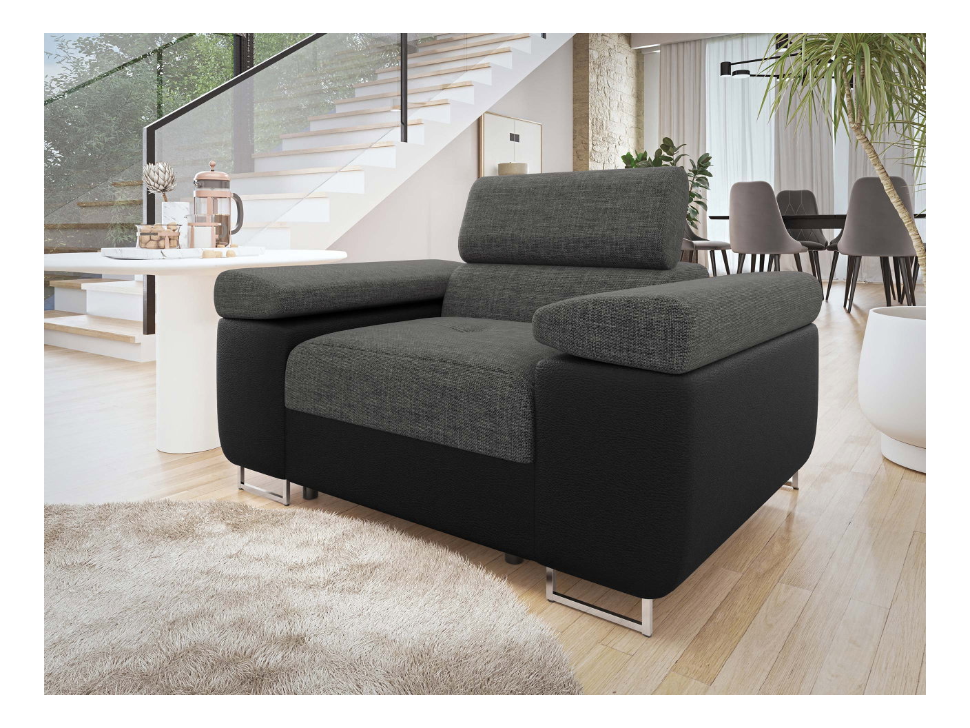 Kreslo Terazuro 1 (tmavosivá + čierna) 