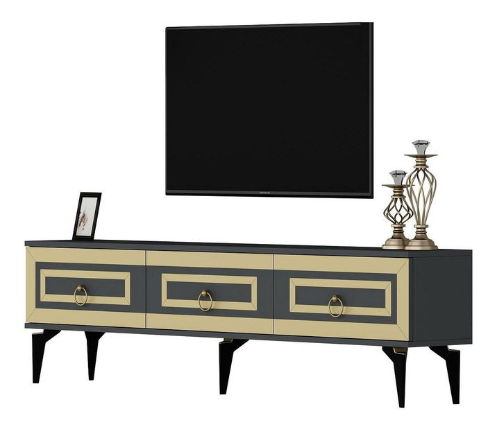 TV stolík/skrinka Pemava 2 (antracit + zlatá) 