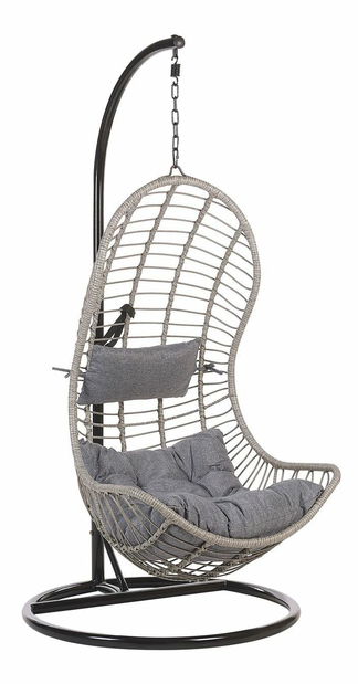 Fotoliu suspendat cu cadru PINOGRO (poliratan) (gri)