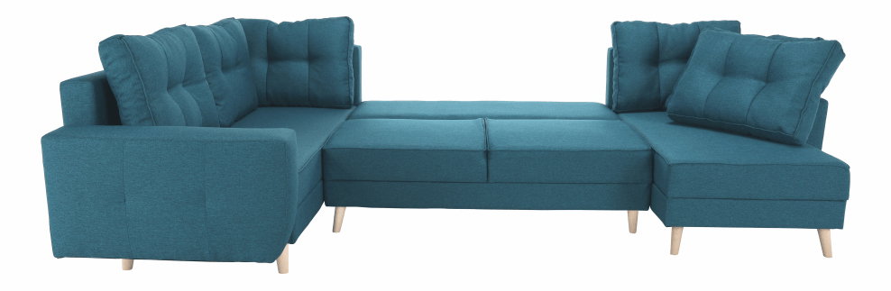 Sedacia súprava v tvare U Vellin (tyrkysová) (L)