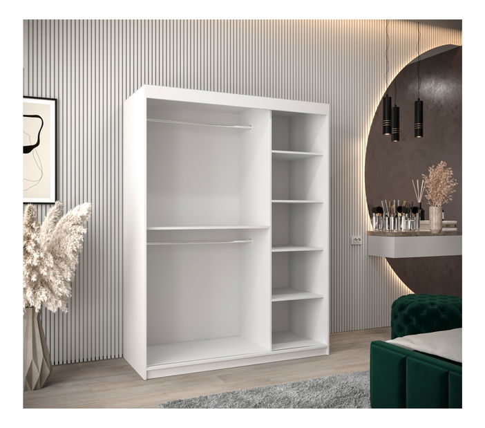 Dulap de haine 150 cm Eclipse (Alb mat + Negru mat)