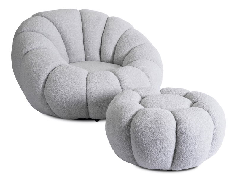 Fotoliu Pague (gri) (cu taburete)