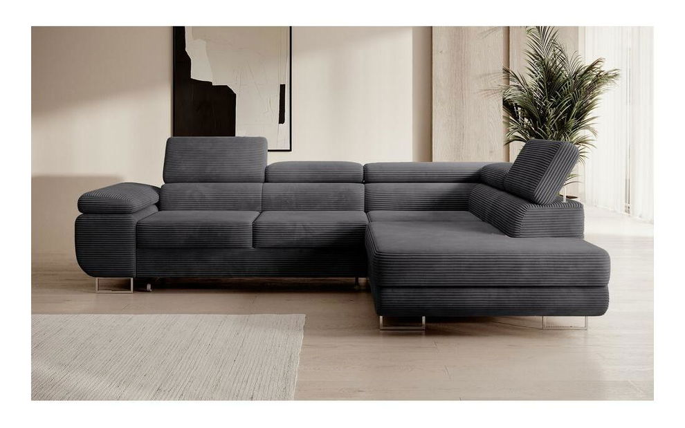 Sarokkanapé Stiletto (J) (sötétszürke + ezüst)