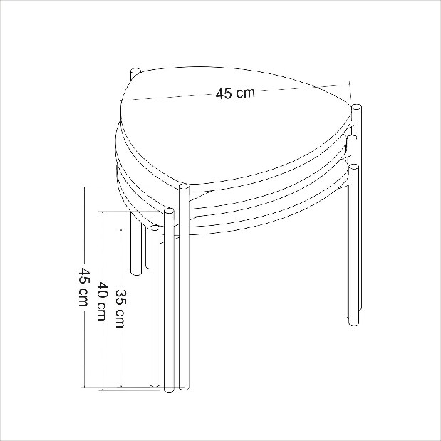 Set măsuțe de cafea Lena 3 (Antracit)