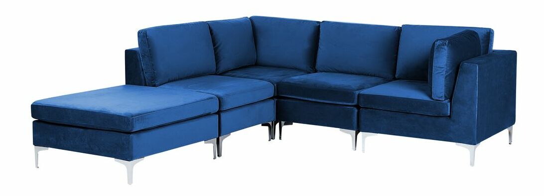 Kutna garnitura s tabureom Eldridge (baršunasto plava) (D)