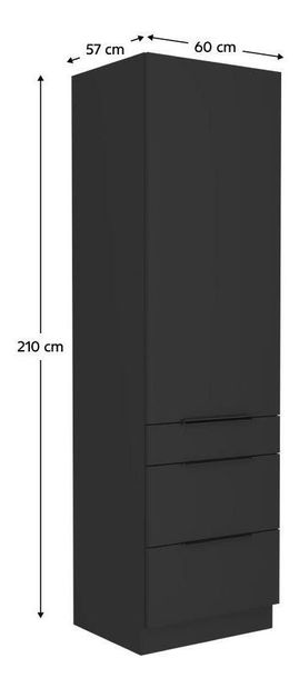 Magas konyhaszekrény Sobera 60 D db 210 3S1F (fekete) 