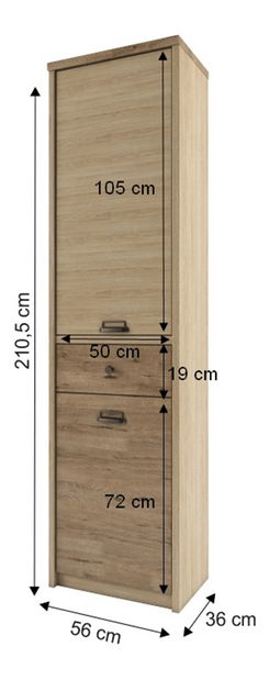 Policová skriňa Mirach 2D1S