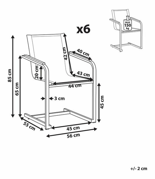 Set 6 ks. záhradných stoličiek COLSO (béžová)