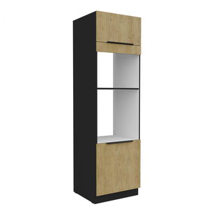Dulap bucătărie pentru cuptor Carminia 60 DPM-210 2F (stejar cremona + negru)