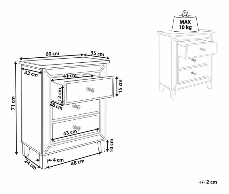 Comodă Beverly (argintiu)