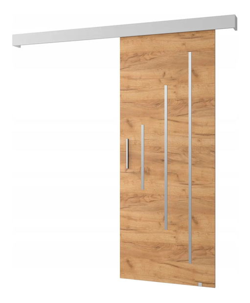Klizna vrata 90 cm Sharlene Y (hrast artisan + bijela mat + srebrna)