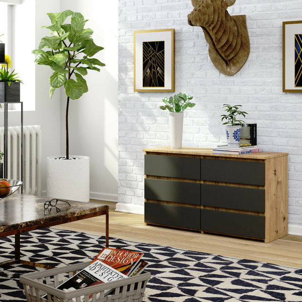 Comodă Crueldad (stejar artisan + grafit)