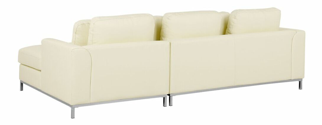 Bőr sarokkanapé Oulu (krém) (taburettel) (J)