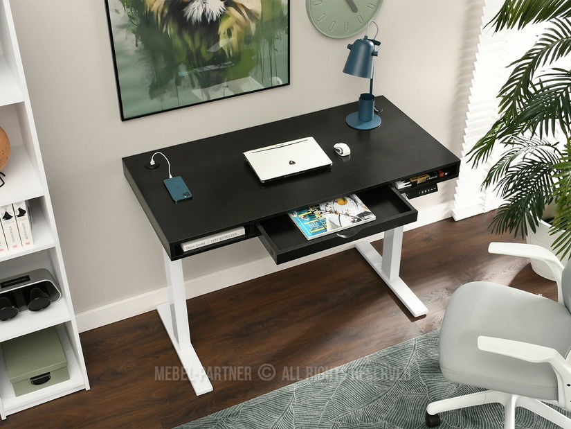 Masă PC Osto 120 (lemn negru + alb)