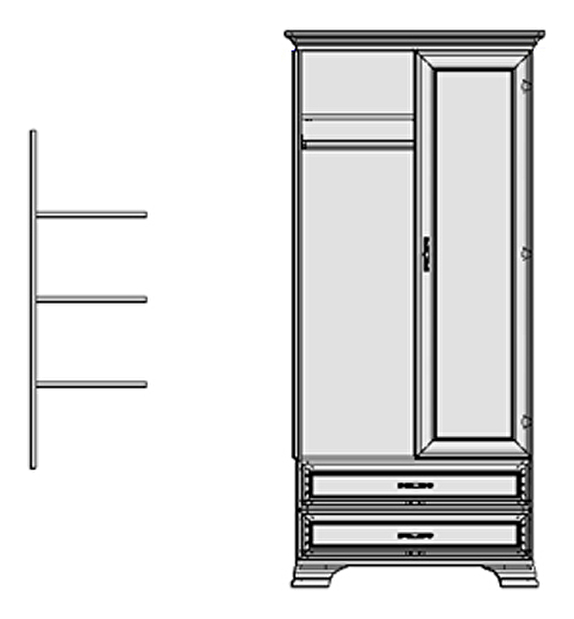 Polcok ruhásszekrénybe Terina (woodline krém)