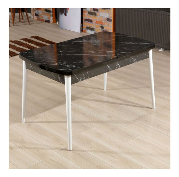 Jedálenský stôl Pinava 1 (čierna + biela) (pre 4 osoby)