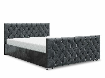 Manželská posteľ 160 cm Velva (čierna) (s roštom a úložným priestorom)