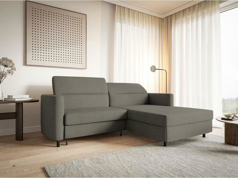 Rohová sedacia súprava Buchu (P) (tmavosivá + čierna)