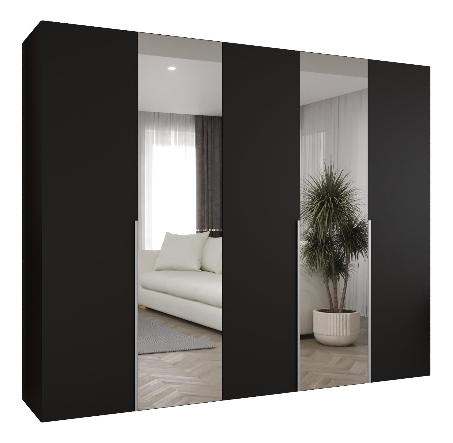 Dulap de haine 250 cm Alice 2 (Negru + Cașmir)