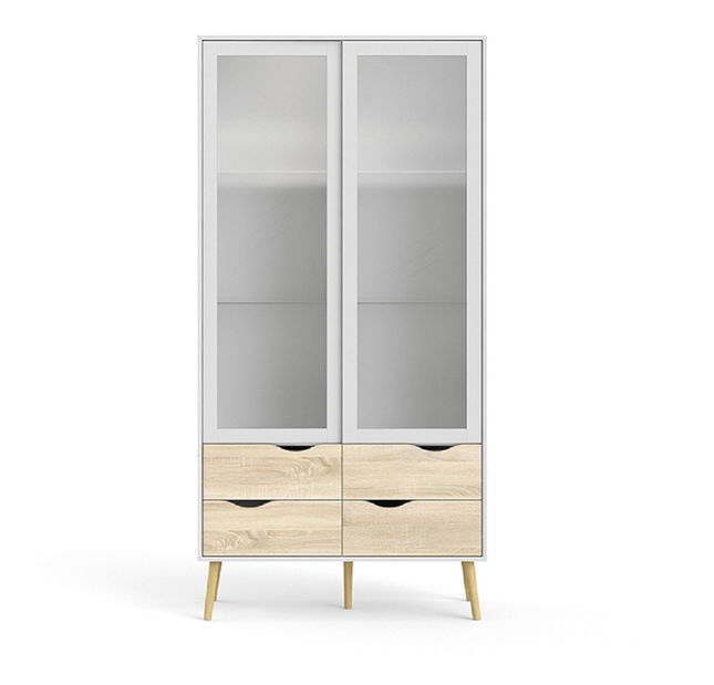 Vitrína Odell (biela + dub sonoma)