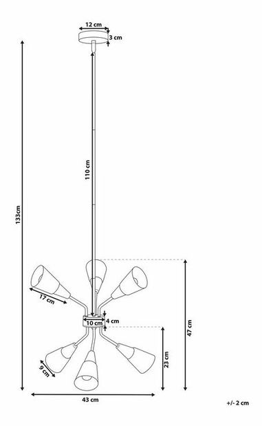 Závesná lampa Aragon VI (zlatá)